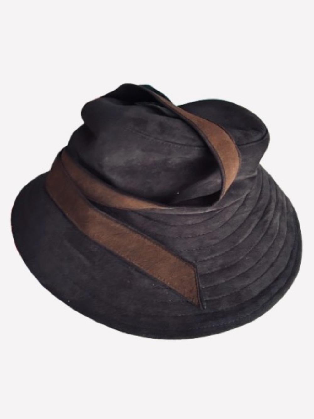 Vintage ERIC JAVITS Hat Weatherproof Fabric Brown Black 60s 70s - Picture 3 of 16